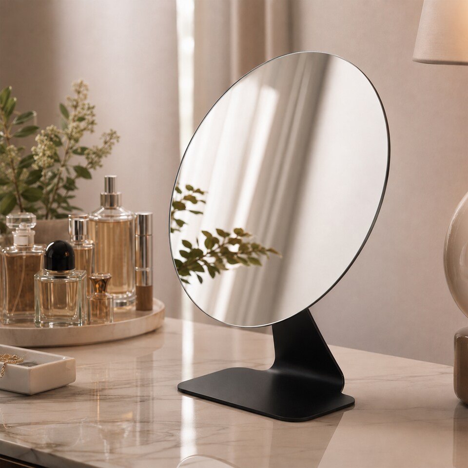 image 1 of Showerdrape Corus Black Round Vanity Mirror