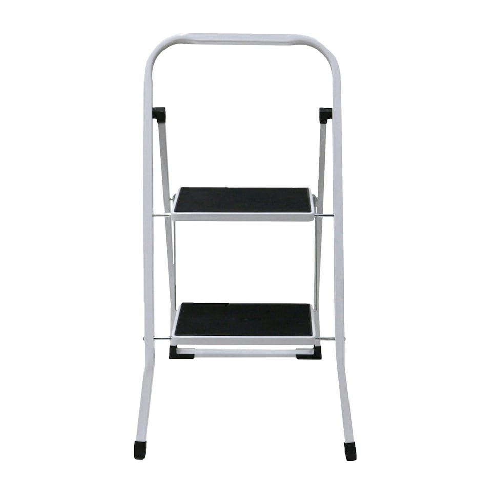 image 1 of Oypla Foldable 2 Step Ladder Stepladder Non Slip Tread Safety Steel White