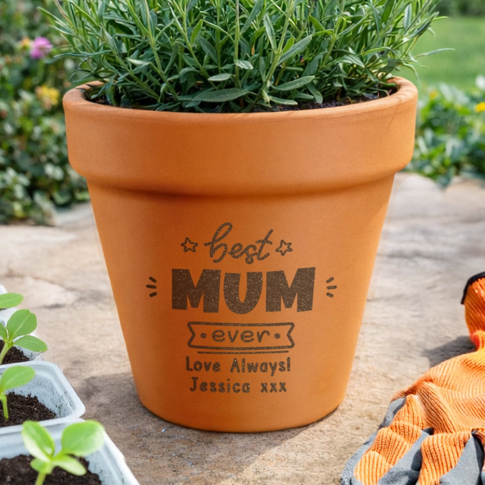 image 1 of Personalised Best Ever Terracotta Plant Pot