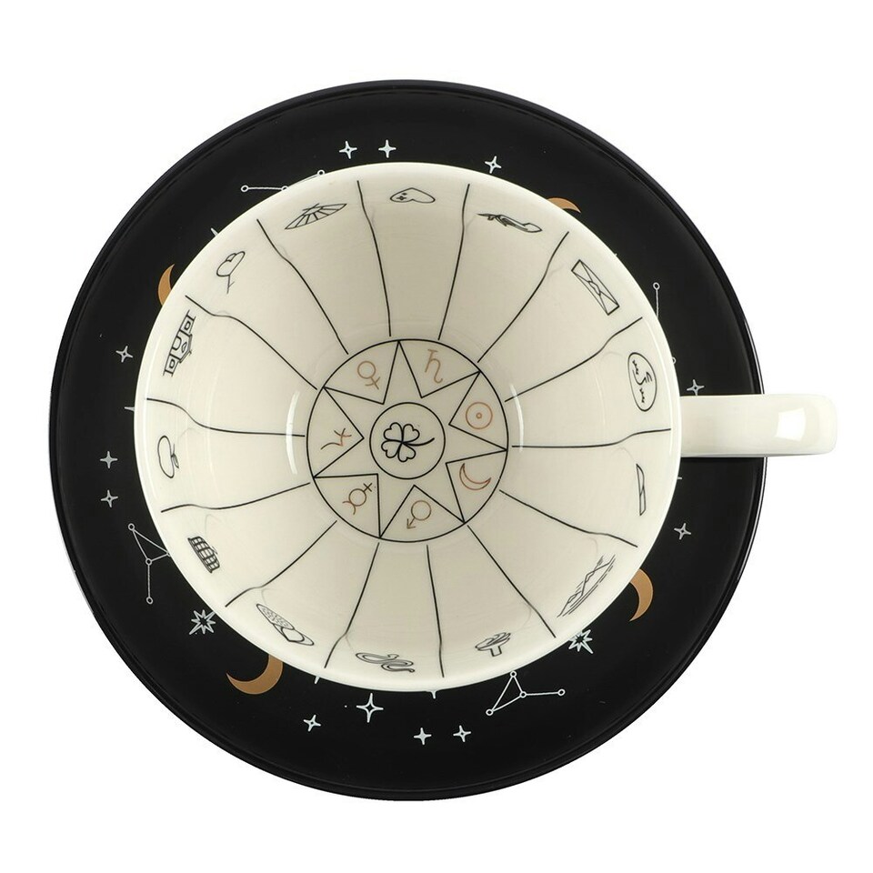 image 1 of Something Different Fortune Telling Ceramic Tea Cup - White/Black - One Size