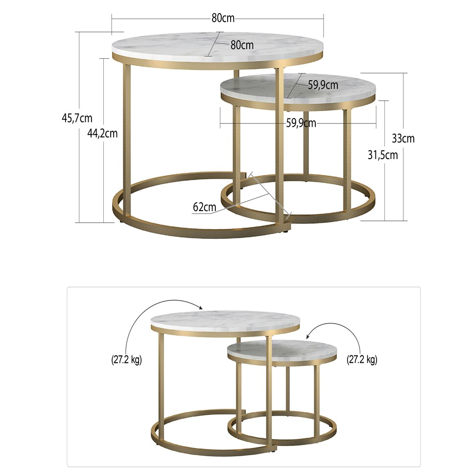 image 1 of Amelia Nesting Coffee Tables White Marble White | Marble white