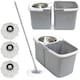 image 1 of Gr8 Home Grey Space Saving 360 Degree Rotating Dual Spin Dry Mop And Bucket 3 Microfibre Heads