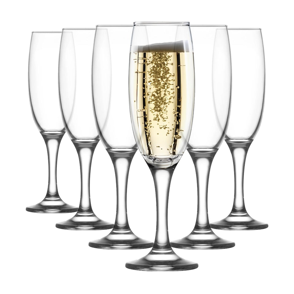 image 1 of LAV Empire Glass Champagne Flutes - 220ml - Pack of 6