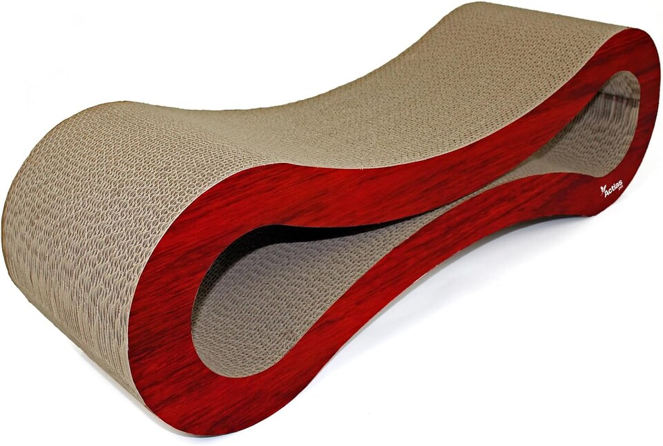 image 1 of Actiaspet - Large Cardboard Corrugated Sofa Bed Cat Scratcher with Free Catnip (Wood Effect)