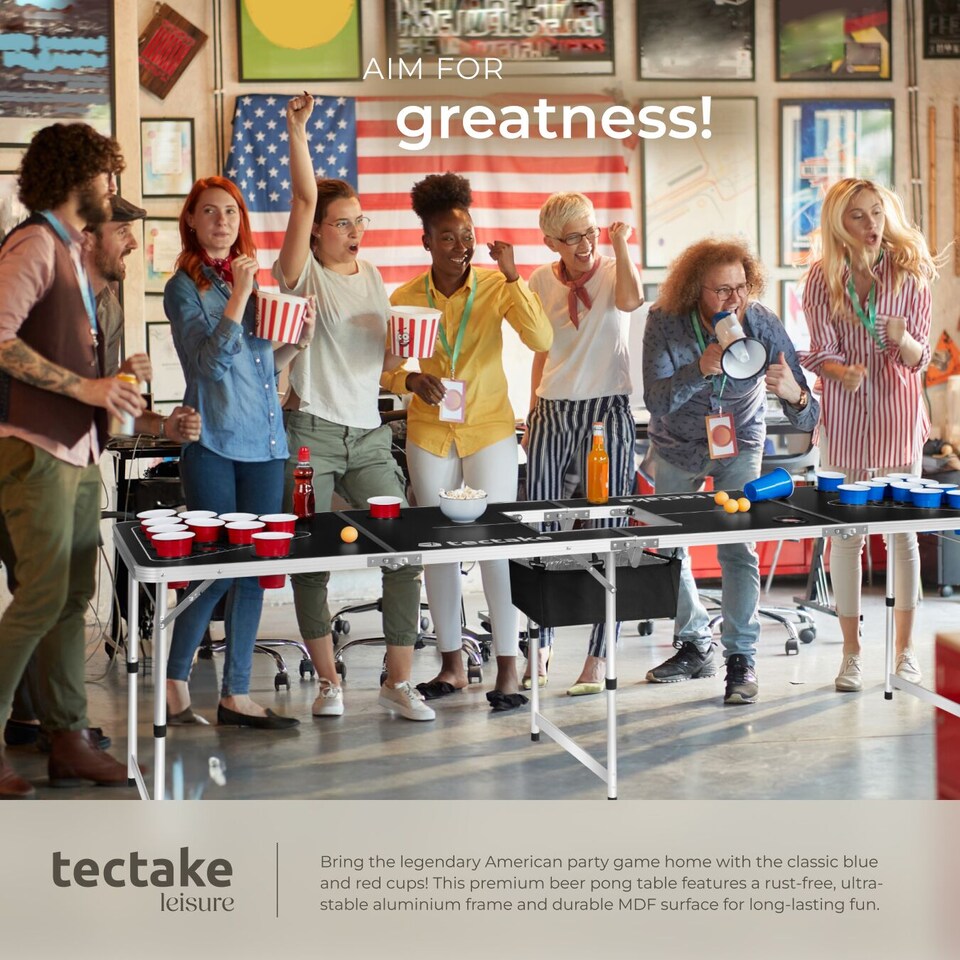 image 1 of Beer Pong Table - height adjustable, foldable, drinks compartment