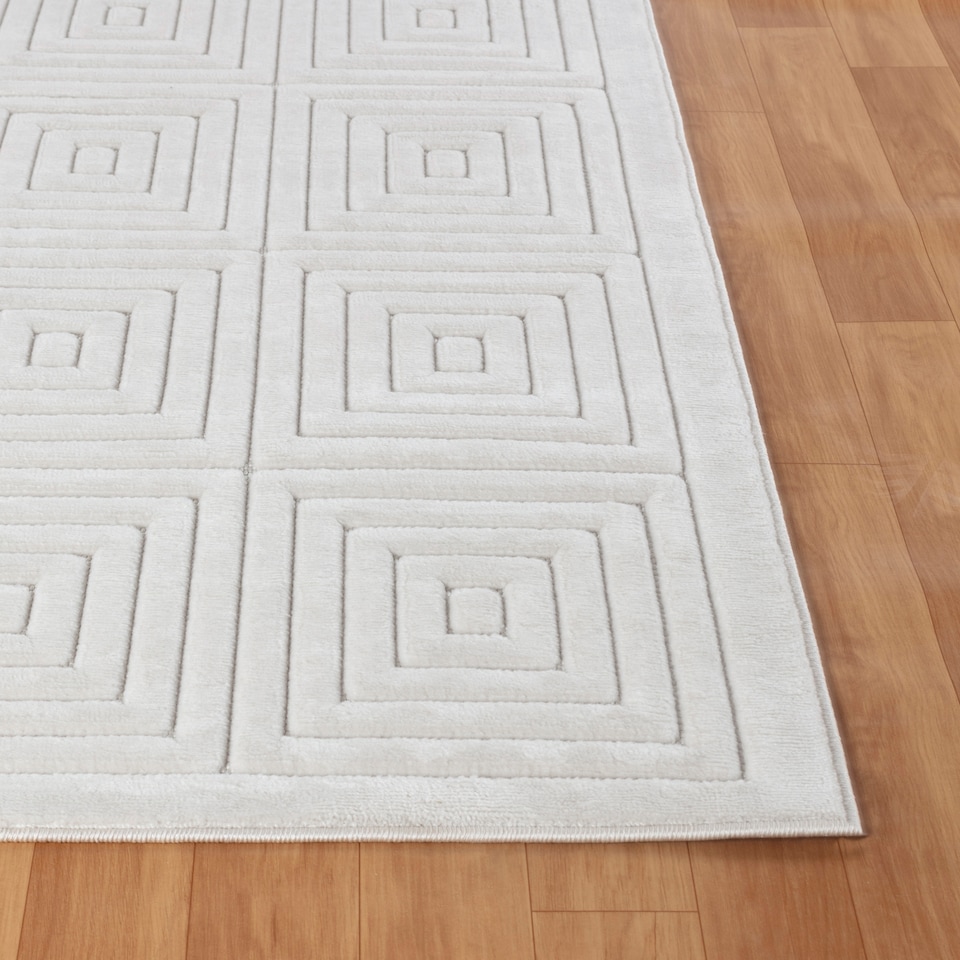 image 1 of LIVABLISS Le Mans-Modern 3D High & Low Pile Textured In- & Outdoor Rug 80 x 150 cm | White