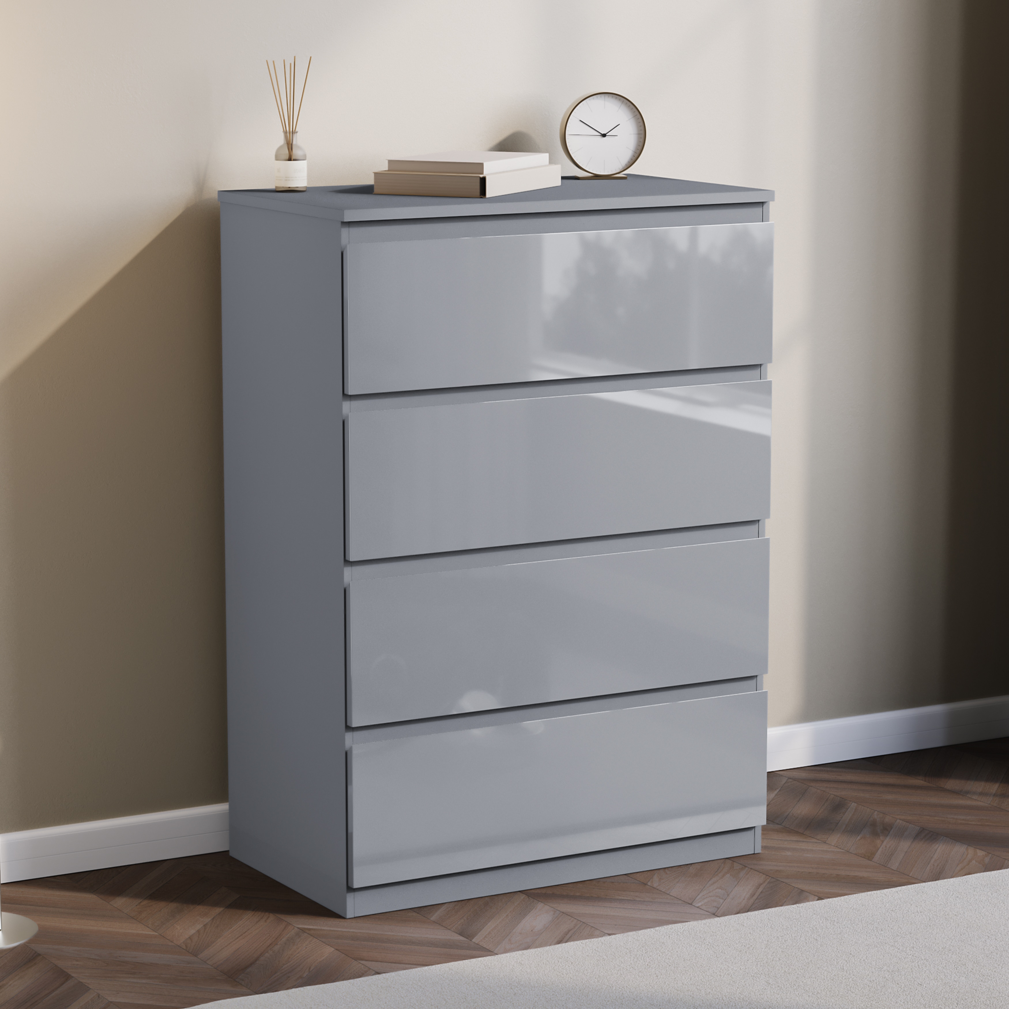 Vida Designs Glinton 4 Drawer Glossed Chest of Drawers Bedroom