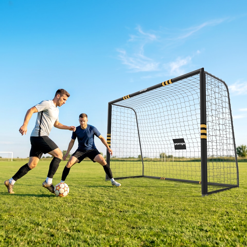 image 1 of SPORTNOW Football Goal, 10 x 6.5ft Football Net with EPE Padding, Yellow