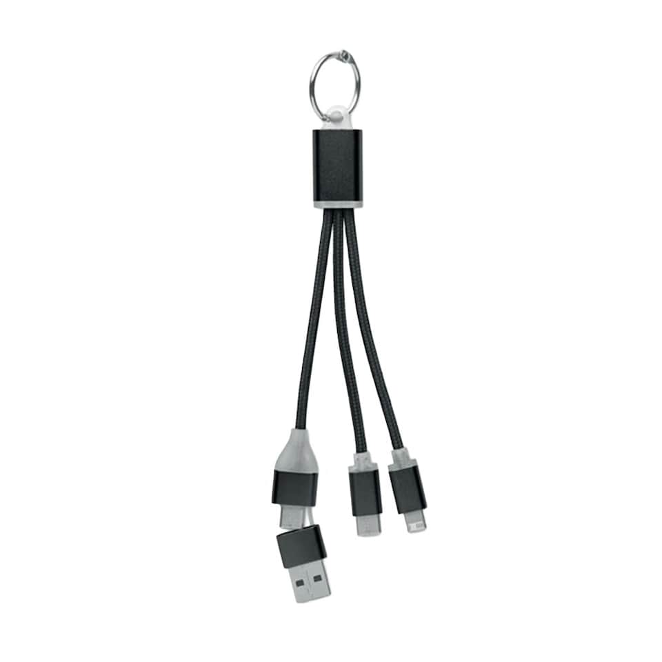 image 1 of MidOcean 4 in 1 Keyring Charging Cable - Black - One Size