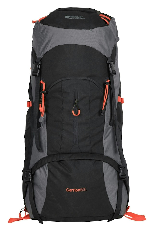 image 1 of Mountain Warehouse Large 80L Backpack Camping Hiking Travelling Rucksack Bag | Grey | Charcoal