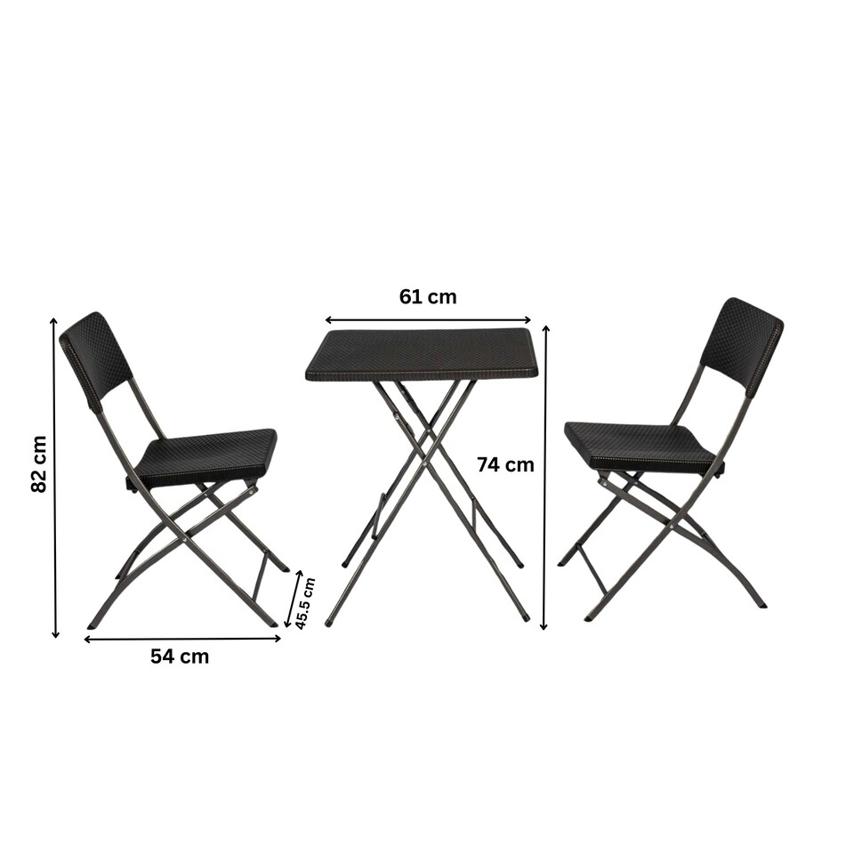 image 1 of Black Trestle Table and Chairs Set Folding Furniture for Indoor & Outdoor Events