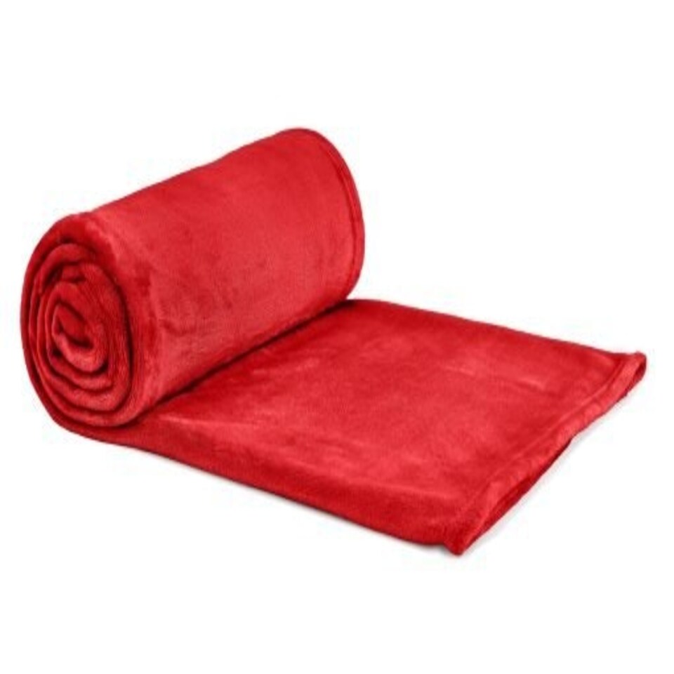 image 1 of Plush Collection Flannel Fleece Super Soft Throw in Red (79" x 95") Red | Red
