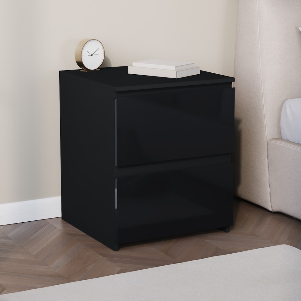 image 1 of Vida Designs Glinton 4 Piece FSC Certified Bedroom Set (2 Drawer Bedside Chest x2, 6 Drawer Chest, 3 Door 2 Drawer Wardrobe), Black | Black | Black | L | 4