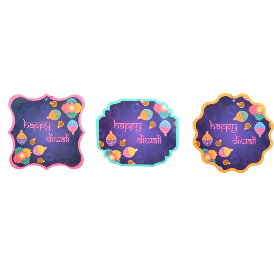 image 1 of Happy Diwali Hanging Decorations - 3 pack