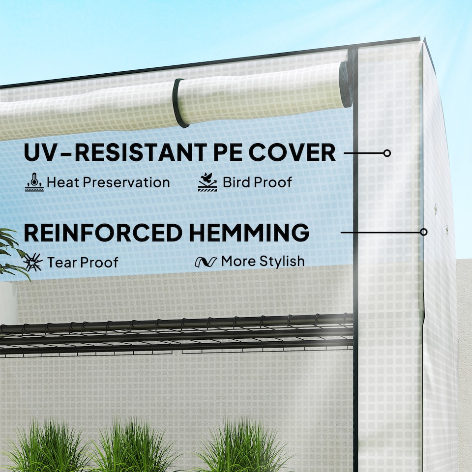image 1 of Outsunny Mini Greenhouse Indoor Outdoor Green House with PE Cover, White | White | White
