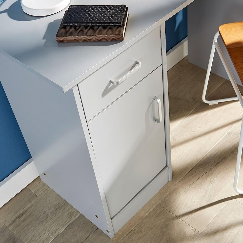 image 1 of Computer Desk 1 Drawer 1 Door Compact Workstation Home Office Table | Grey