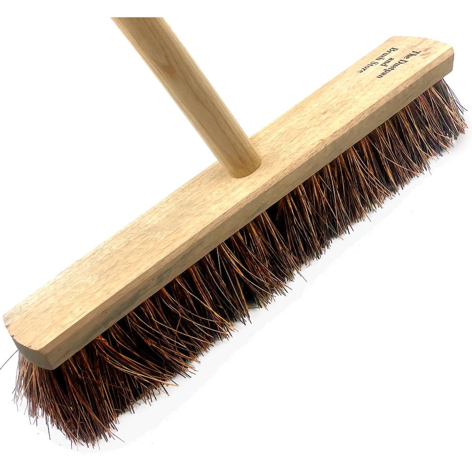 image 1 of Heavy Duty 18" Outdoor Broom Stiff Yard Brush and Handle