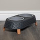 image 3 of 16cm x 9cm Grey Plastic Raised Double Pet Bowl Feeding Station with Stand