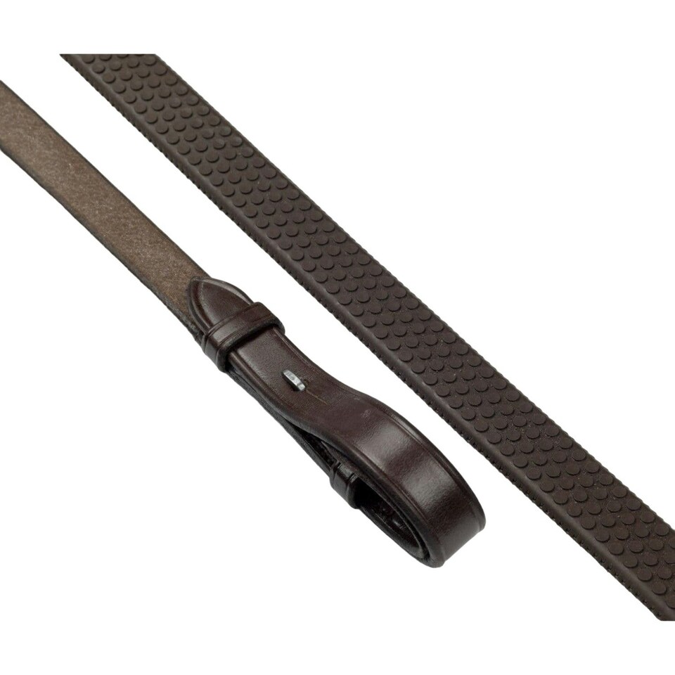 image 1 of Whitaker Lynton 5/8 Dimpled Grip Leather Rubber Reins - Havana - Cob