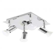 ValueLights Chrome Square 4 Way GU10 Ceiling Spotlight