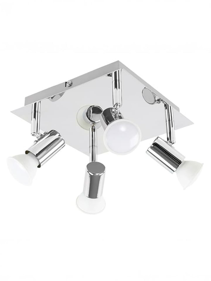 image 1 of ValueLights Chrome Square 4 Way GU10 Ceiling Spotlight