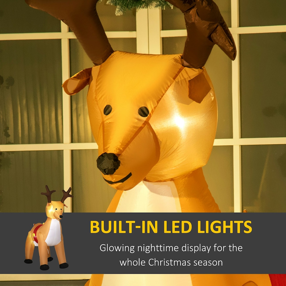 image 1 of HOMCOM 6ft Christmas Inflatable Reindeer Decoration Xmas Indoor Outdoor Lights