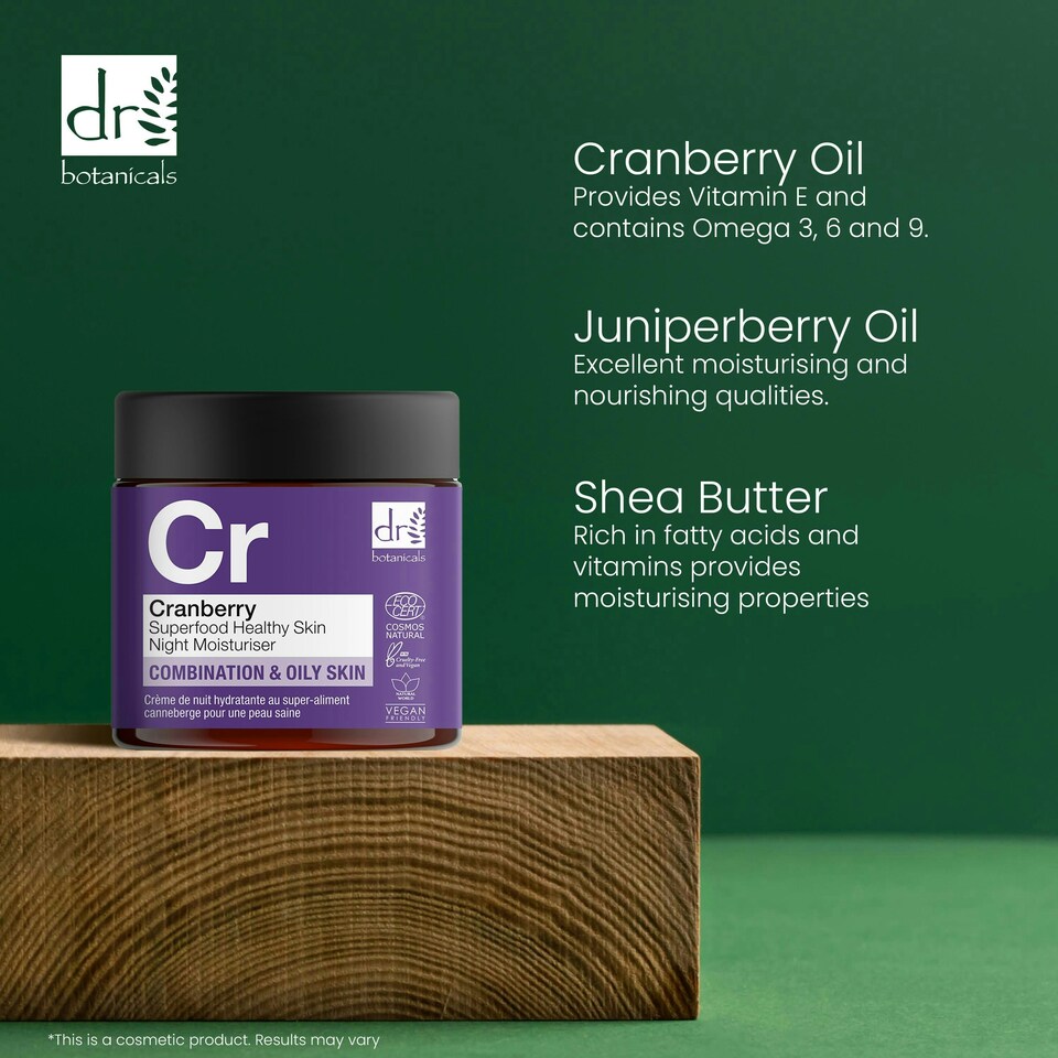image 1 of Dr Botanicals Cranberry Superfood Healthy Skin Night Moisturiser 60ml