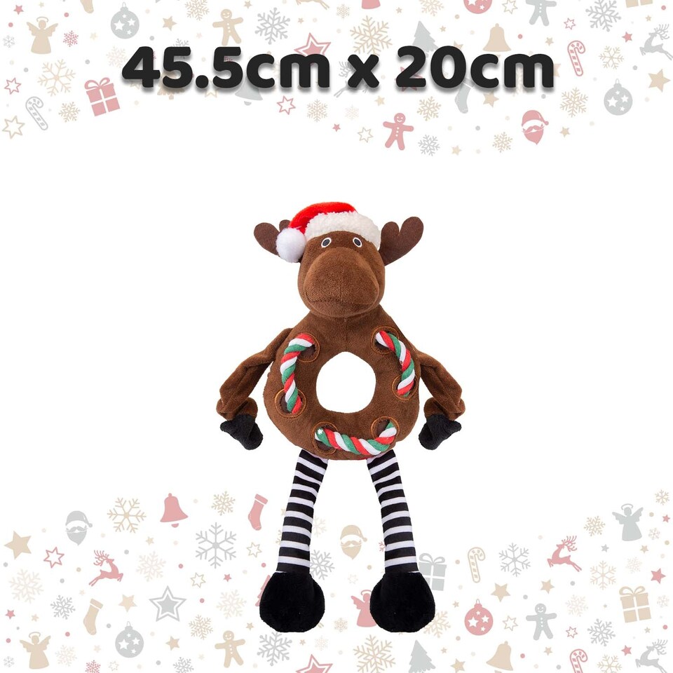 image 1 of vfm-estore Christmas Reindeer Pet Toy 45.5cm x 20cm Brown - 1 Pack