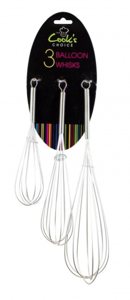 image 1 of Set of 3 Balloon Whisk - Baking Cooking Mixing Assorted Sizes