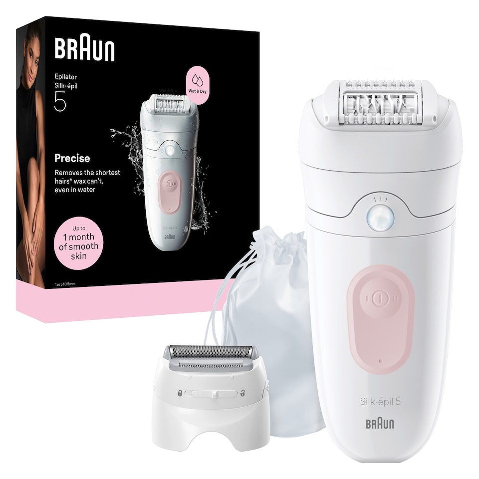 image 1 of Braun Silk·épil 5, Wet & Dry Epilator, Easy Hair Removal, Lasting Smooth Skin, 5-041, Flamingo Pink
