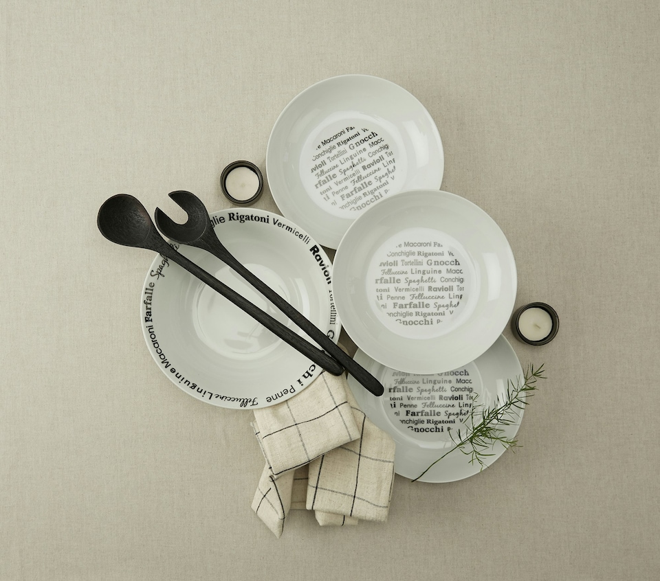image 1 of 5pc Pasta Set Black Script