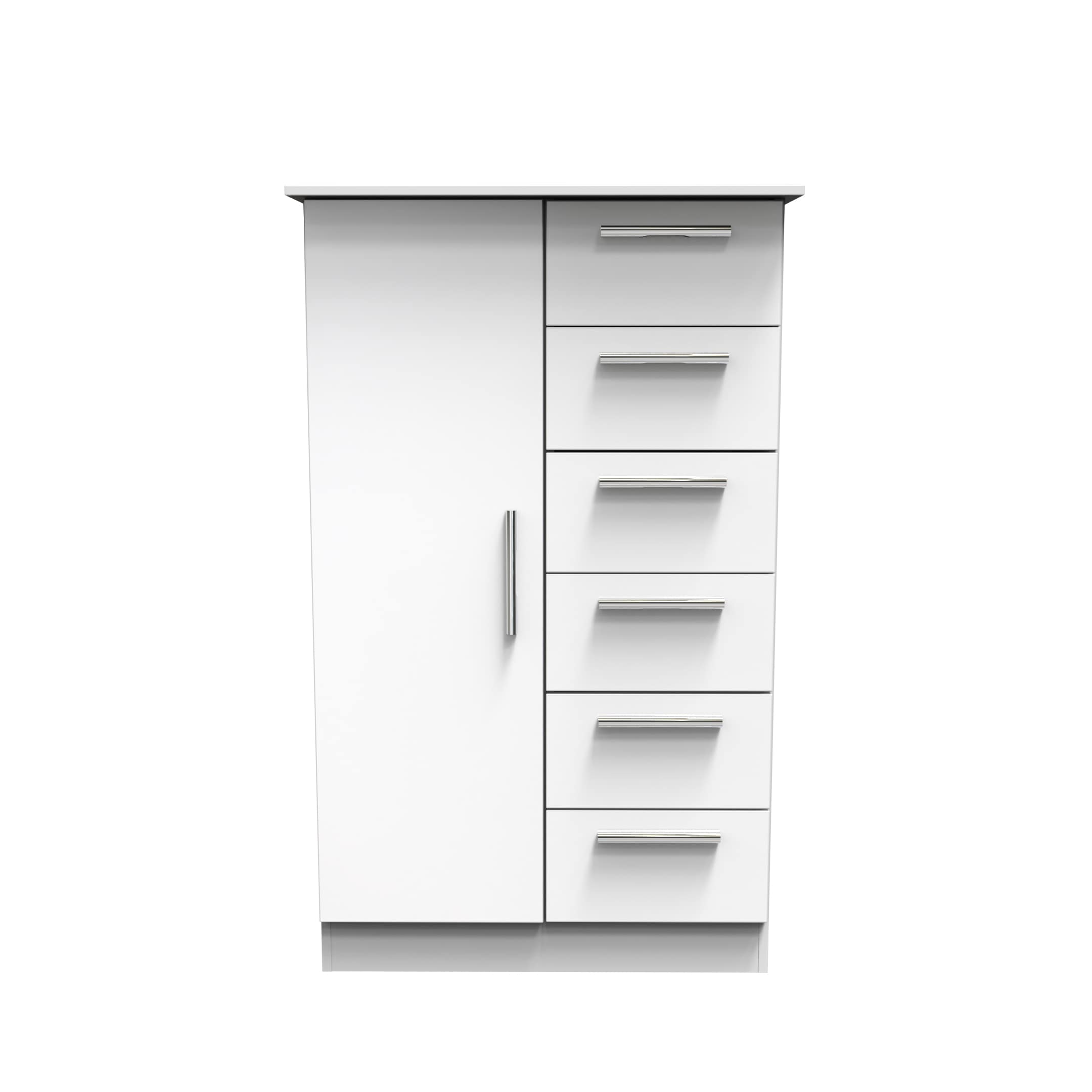 Trent 1 Door 5 Drawer Childrens Wardrobe in White Gloss & White Matt