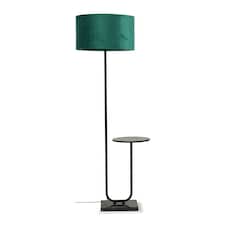 ValueLights Tavel Matte Black Floor Lamp Green Shade