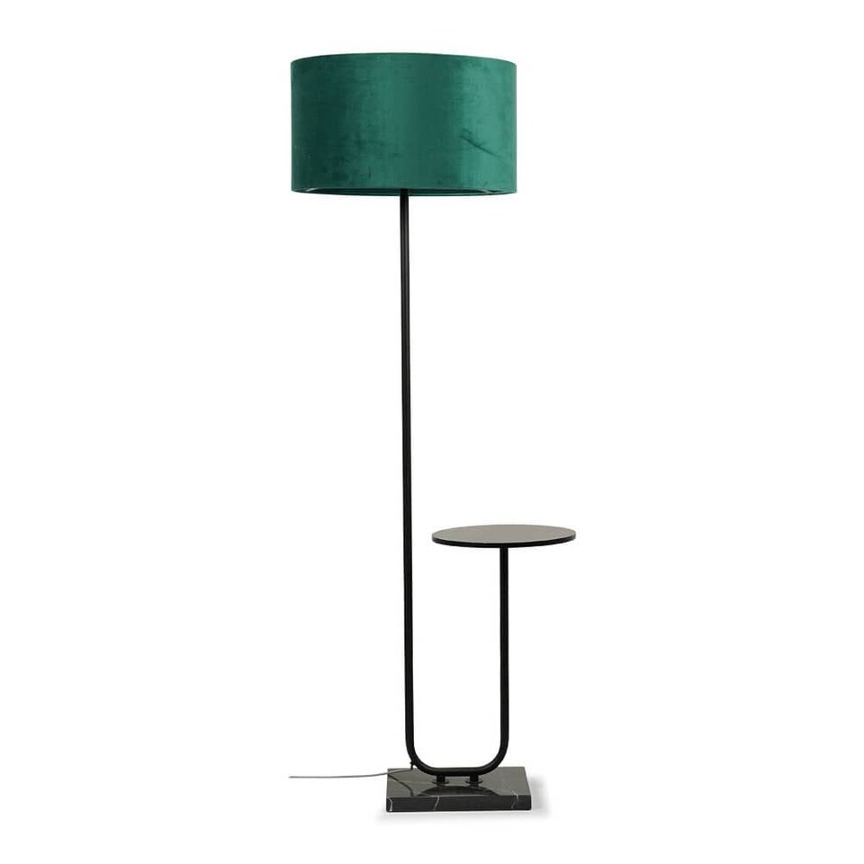 image 1 of ValueLights Tavel Matte Black Floor Lamp Green Shade