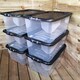 image 2 of 6 x 42L Clear Storage Box with Black Lid, Stackable and Nestable Design Storage Solution