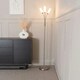 image 1 of ValueLights Maya Brushed Chrome 3 Way Curved Arm Reed Shaded Upright Floor Lamp with LED Bulbs