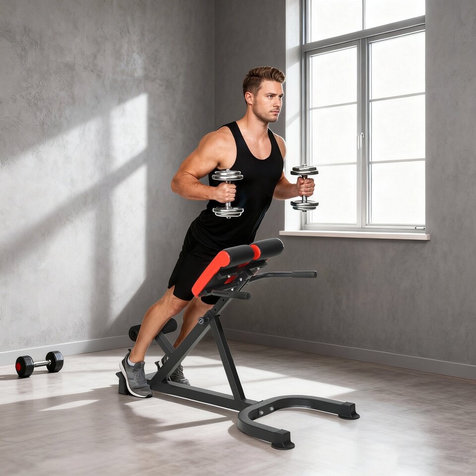 image 1 of SPORTNOW Roman Chair, Heavy-Duty 5-Level Adjustable Bench for Home Gym, Red