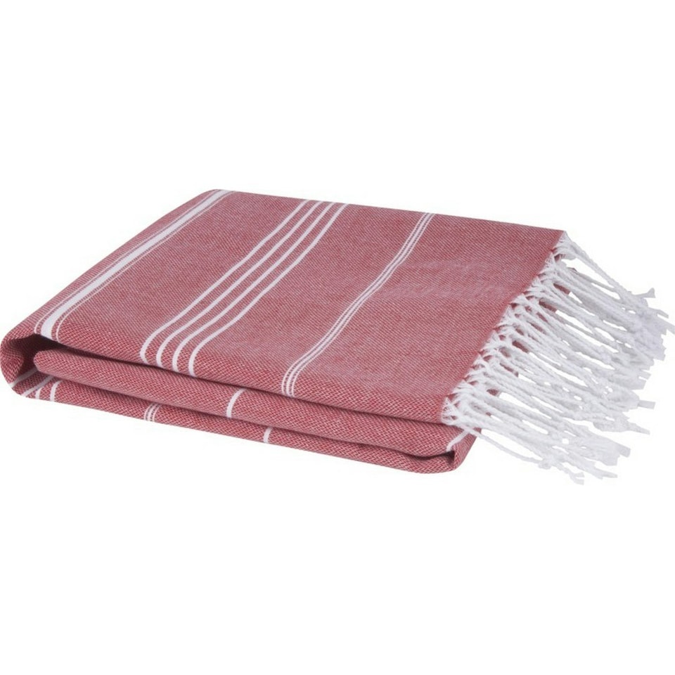 image 1 of Anna Hammam Striped Cotton Beach Towel - Red - One Size