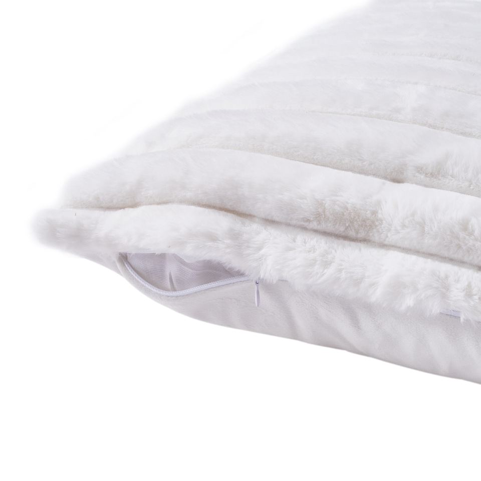 image 1 of Living and Home Striped Plush Sofa Throw pillow with Insert,White | White