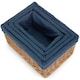 image 8 of Double Steamed Navy Cotton Lined Willow Storage Baskets Blue | S