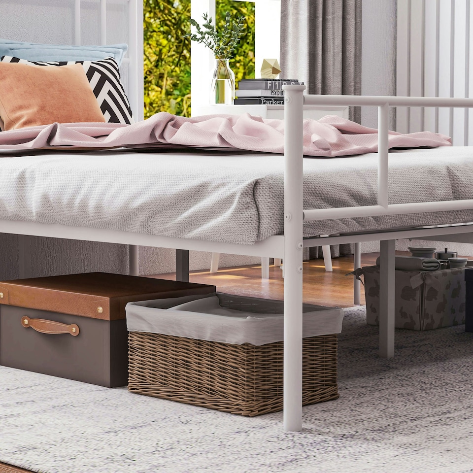 image 1 of HOMCOM Double Metal Bed Frame w/ Headboard & Footboard, Bedroom Furniture
