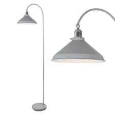 First Choice Lighting Maxwell Flint Grey Chrome Floor Reading Lamp Grey | Chrome