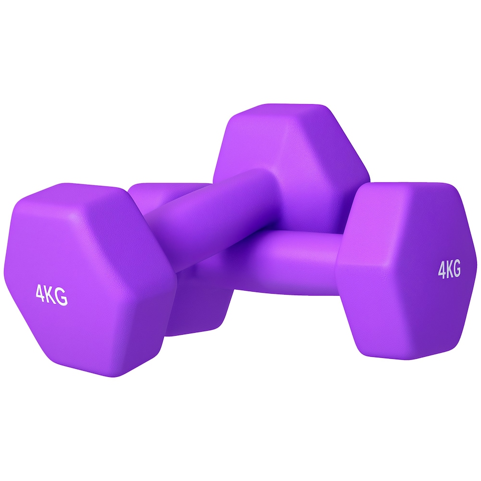 image 1 of SPORTNOW Set of 2 Hexagonal Dumbbells Weights Pair, 2 x 4kg, Purple