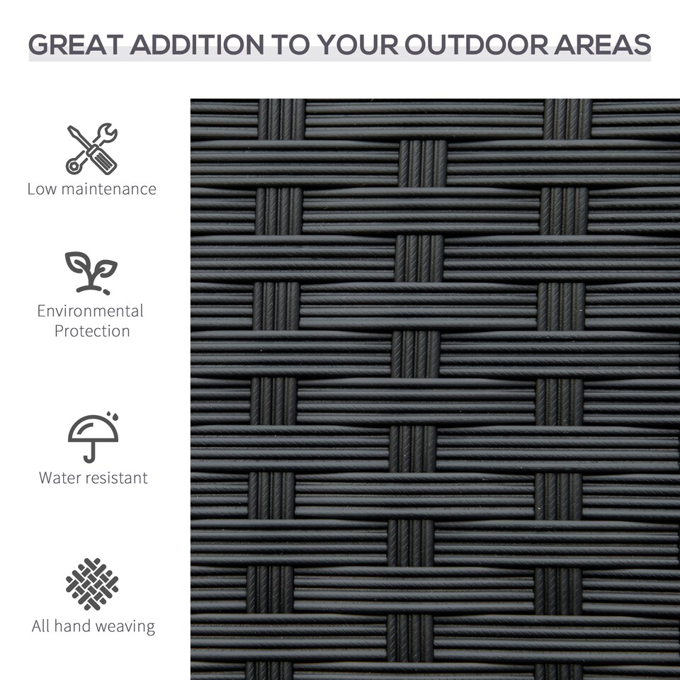 image 1 of Outsunny Patio Rattan 2 Seater Garden Bench Love Seater Garden Armchair Black