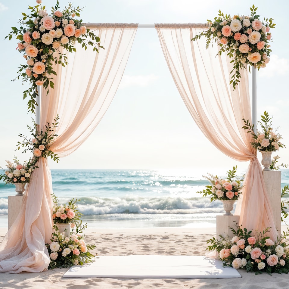 image 1 of 4x4m Silver Modular Rectangular Backdrop Stand Kit with Metal Frame - 2 Base, 6 Pipes