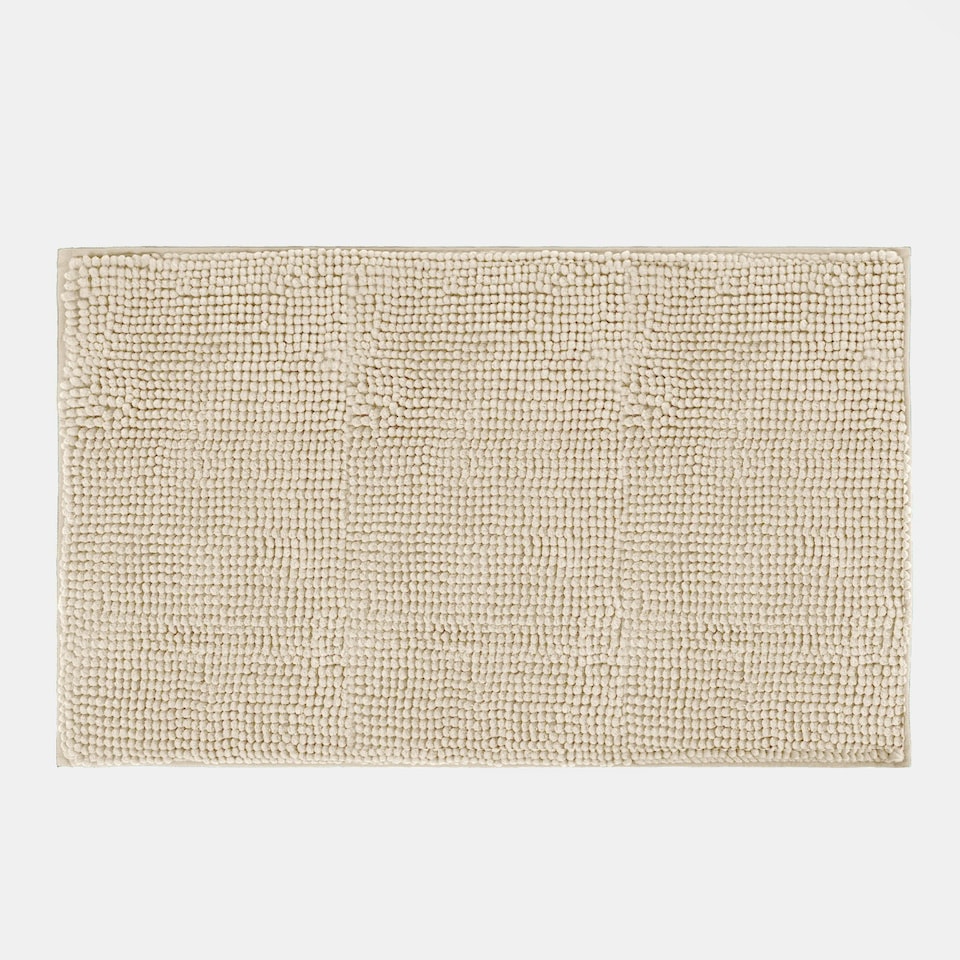 image 1 of OHS Soft Microfibre Non-Slip Absorbent Noodle Chenille Bath Runner Mat Yellow | Beige | 45 x 75cm