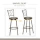 image 3 of HOMCOM Set of 2 Bar Chairs Swivel Armless Upholstered Metal Frame Barstools