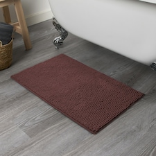OHS Soft Microfibre Non-Slip Absorbent Noodle Chenille Bath Runner Mat Red | Burgundy | 45 x 75cm