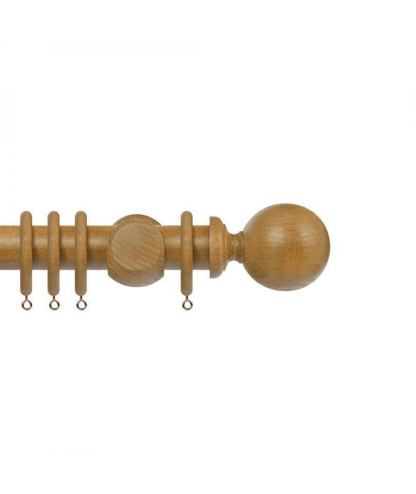 Premium 35mm Wooden Curtain Pole Set - Light Oak 220cm | Brown | Light Oak