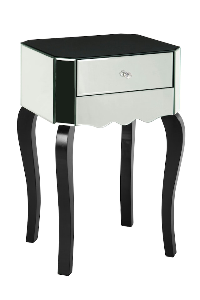 image 1 of Interiors by Premier Black and White Mirrored 1 Drawer Side Table, Mirrored Side Table, Black and White Side Table with Storage | Silver